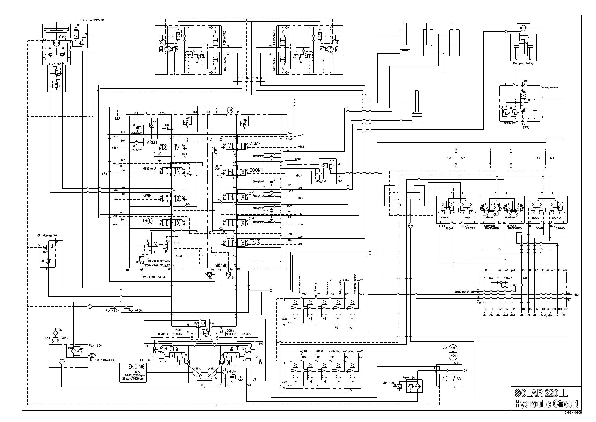 S220LL HYDRAULIC CIRCUIT DIAGRAM Schematic Daewoo Doosan (2)